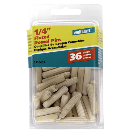 Wolfcraft Fluted Hardwood Dowel Pin 1/4 in. D X 1-1/8 in. L 1 pk Natural