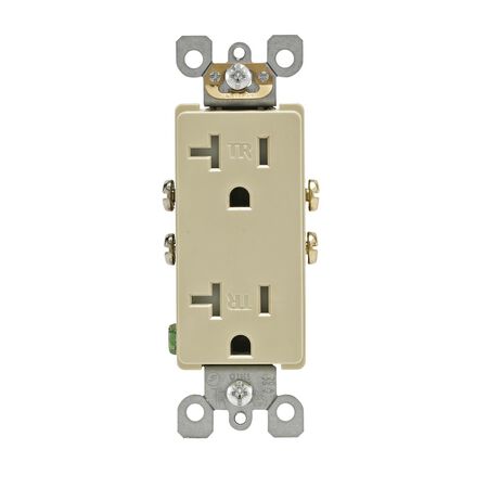 Leviton Decora 20 amps 125 V Duplex Ivory Outlet 5-20R 1 pk