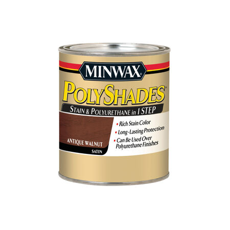 Minwax PolyShades Semi-Transparent Satin Antique Walnut Oil-Based Stain and Polyurethane Finish 1 qt