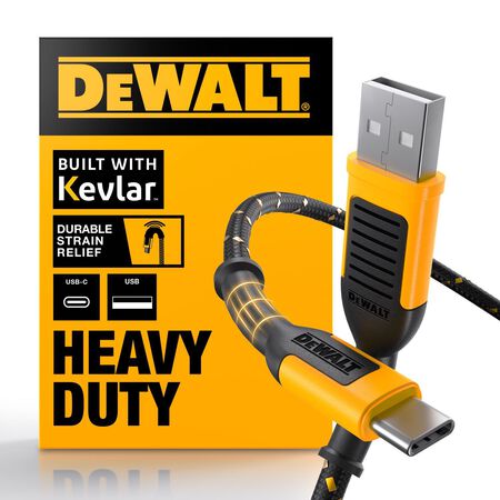 DeWalt USB to Type C Cable 6 ft. Black/Yellow