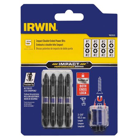 Irwin Multi Size Phillips Double Ended Impact Driver Bit 5 pc.