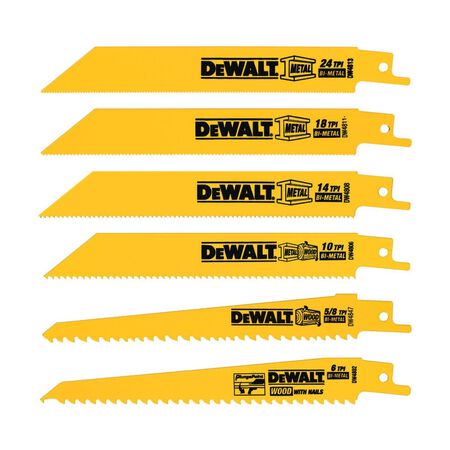 DeWalt Bi-Metal Reciprocating Saw Blade Set Multi TPI 6 pk