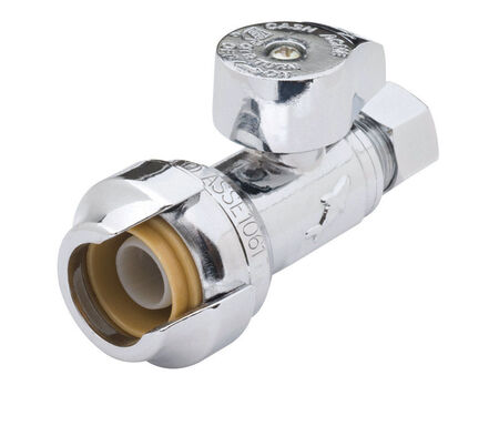 SharkBite 1/2 in. PTC X 3/8 in. Compression Brass Straight Stop Valve