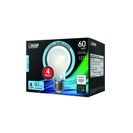 Feit Electric A19 E26 (Medium) LED Bulb Daylight 60 W 4 pk