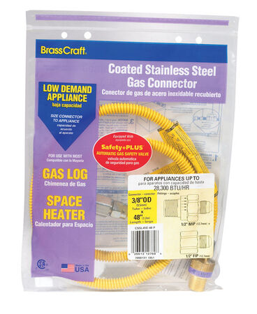 BrassCraft ProCoat 1/2 in. MIP X 3/8 in. D FIP 48 in. Stainless Steel Gas Connector