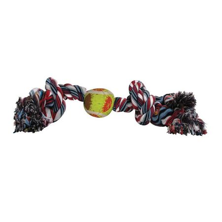 Boss Pet Digger's For Dog Multicolored Cotton Rope with Tennis Ball Rope with Tennis Ball Dog Toy La