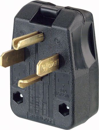 Leviton Commercial Thermoplastic Angle Blade Plug 14-30P/14-50P 14-6 AWG 3 Pole 4 Wire Black