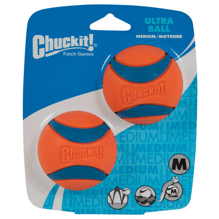 Chuckit! Blue/Orange Fetch Ball Rubber Ultra Ball Medium 2 pk
