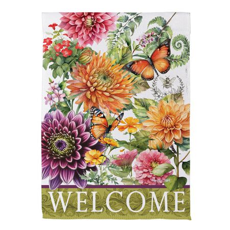 Evergreen Dahlia Botanica Suede Garden Flag