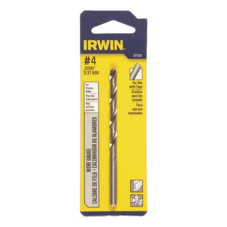 Irwin #4 x 3-3/4in. L High Speed Steel Jobber Length Wire Gauge Bit 1 Pack