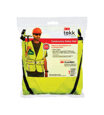 3M One fits all Yellow Polyester mesh Safety Vest with Reflective Stripe