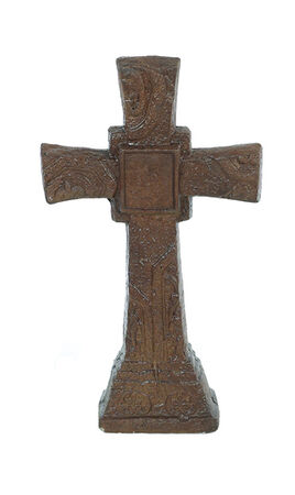 Statue Ancient Brown Cross 22"H