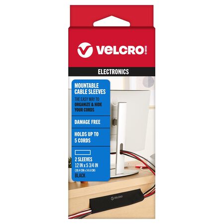 VELCRO Brand Micro Nylon Mountable Cable Sleeve 12 in. L 2 pk
