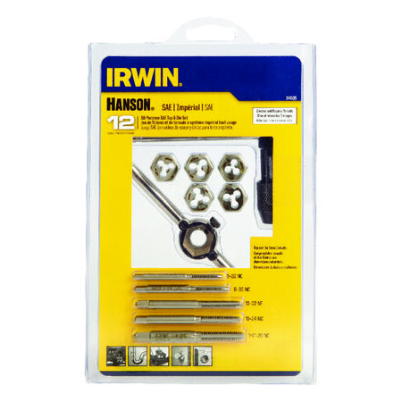 Irwin Hanson High Carbon Steel SAE Tap and Die Set 5/8 in. 12 pc