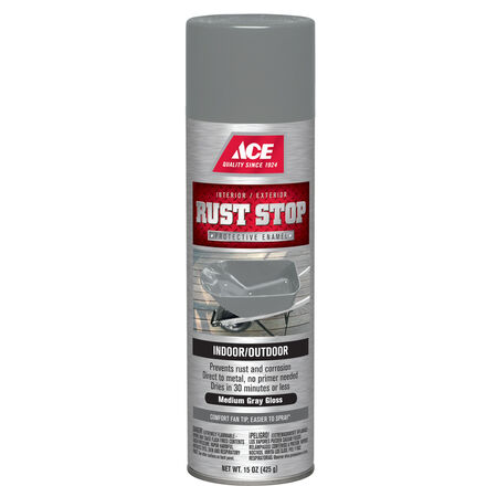 Ace Rust Stop Gloss Medium Gray Spray Paint 15 oz