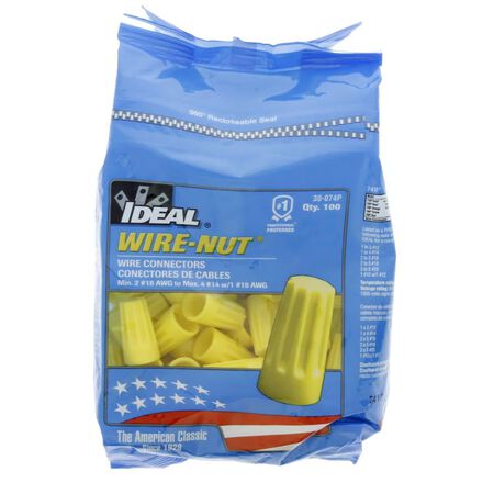 Ideal Industries Insulated Wire Wire Connector Yellow 100 Pack