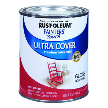 Rust-Oleum Painters Touch Ultra Cover Gloss Apple Red Water-Based Paint Exterior & Interior 1 qt