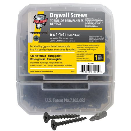 Pro-Twist #6 x 1-1/4-in Bugle Coarse Thread Drywall Screws 5 lb. 1338 pk
