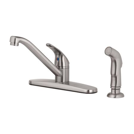OakBrook Essentials One Handle Brushed Nickel Kitchen Faucet Side Sprayer Included