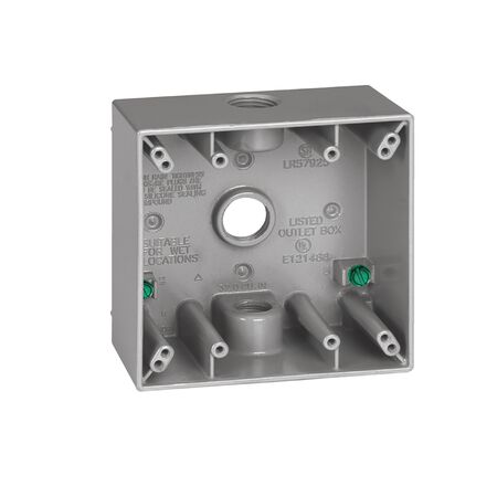 Sigma Engineered Solutions New Work 31 cu in Square Metallic 2 gang Weatherproof Box Gray