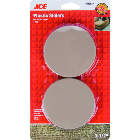 Ace Brown 3-1/2 in. Push-On Plastic Sliders 4 pk