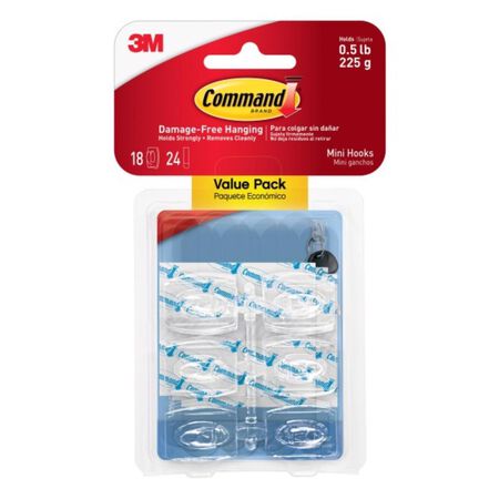 3M Command Mini Plastic Hook 1.08 in. L 1 pk