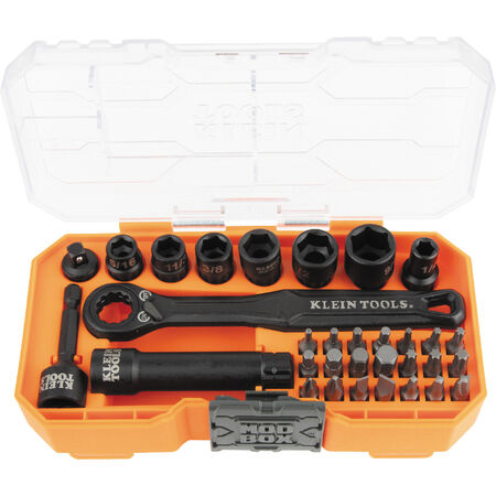 Klein KNECT 1/4-in. Drive Impact-Rated Pass Through Socket Set, 32-Piece