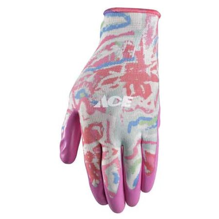 Ace Women's Indoor/Outdoor Nitrile Coated Work Gloves Pink L 1 pair