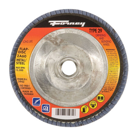 Forney 4-1/2 in. D X 7/8 in. S Zirconia Aluminum Oxide Flap Disc 60 Grit 1 pc
