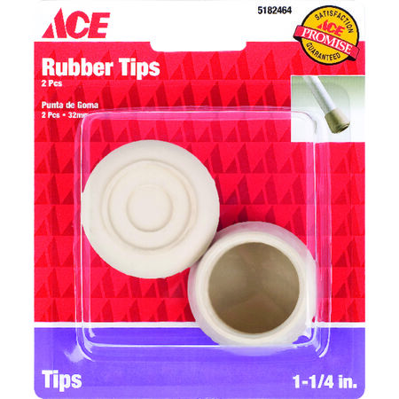 Ace Rubber Leg Tip Off-White Round 1-1/4 in. W 2 pk