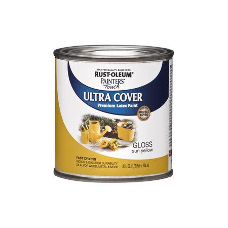 Rust-Oleum Painters Touch Ultra Cover Gloss Sun Yellow Water-Based Paint Exterior & Interior 8 oz