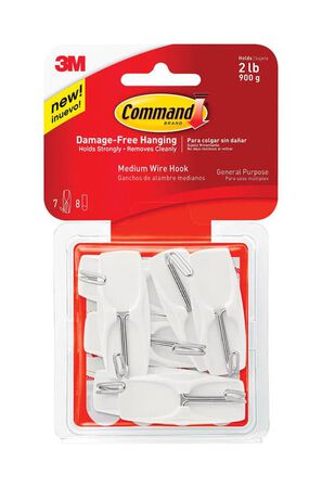 3M Command Medium Plastic Wire Hooks 2-1/6 in. L 7 pk