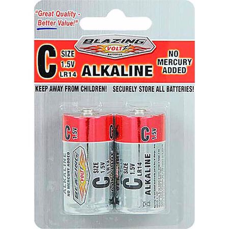 Blazing Voltz C Alkaline Batteries 2 pk Carded
