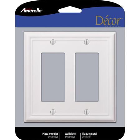 Amerelle Chelsea White 2 gang Stamped Steel Decorator Wall Plate 1 Pack