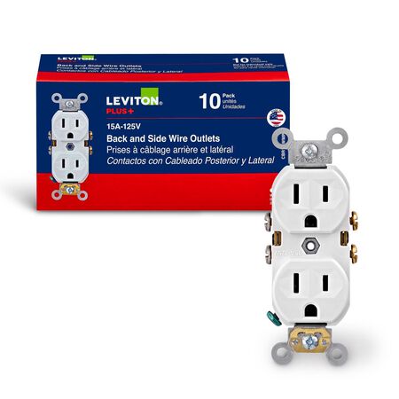 Leviton 15 amps 125 V White Outlet 5-15R 10 pk