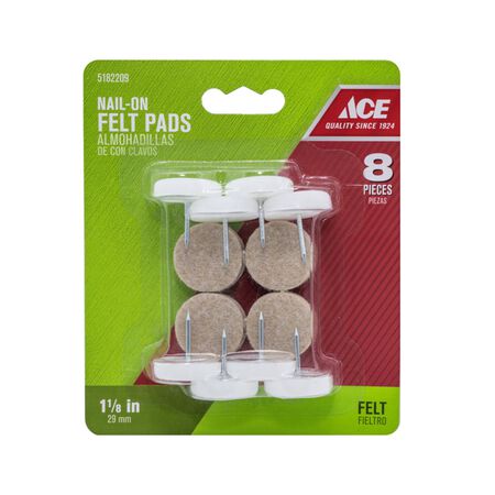 Ace White 1 in. Nail-On Felt Chair Glide Set 8 pk
