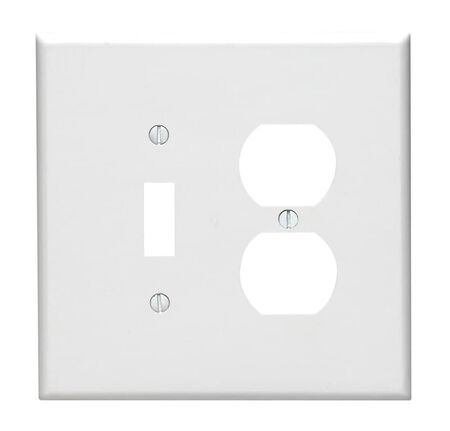 Leviton White 2 gang Thermoset Plastic Duplex/Toggle Wall Plate 1 pk