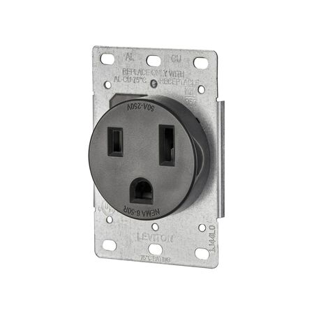Leviton 50 amps 250 V Duplex Black Outlet 6-50R 1 pk