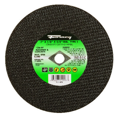 Forney 7 in. D X 5/8 in. S Silicon Carbide Masonry Cutting Wheel 1 pc