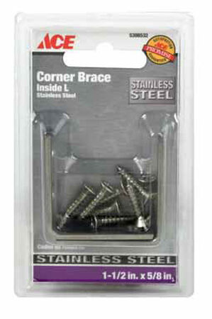 Ace Inside L Corner Brace 1-1/2 in. x 5/8 in. Stainless Steel