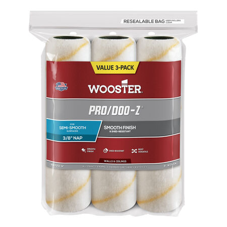 Wooster Pro Doo-Z Woven Fabric 9 in. W X 3/8 in. Paint Roller Cover 3 pk