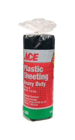 Ace Plastic Sheeting 4 mil T X 15 W X 25 L Polyethylene Black