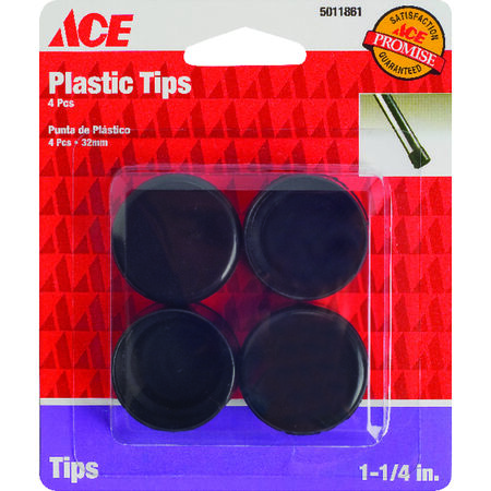 Ace Plastic Leg Tip Black Round 1-1/4 in. W 4 pk