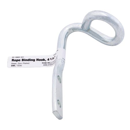 Hampton Small Zinc-Plated Silver Steel 4.125 in. L Rope Binding Hook 150 lb 1 pk