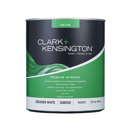 Clark+Kensington Satin Designer White Premium Paint Interior 1 qt