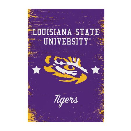 Evergreen Louisiana State University Wood Wall Sign, 16 in. x 24 in.
