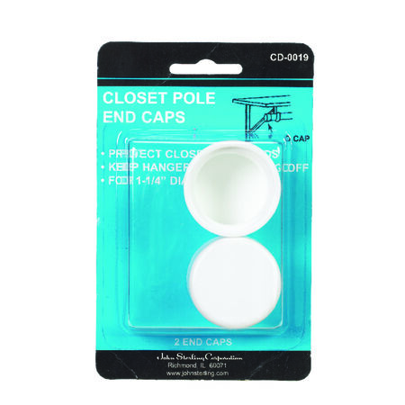 John Sterling Pro 1-1/4 in. L X 1-1/4 in. D White Plastic Closet Rod Support