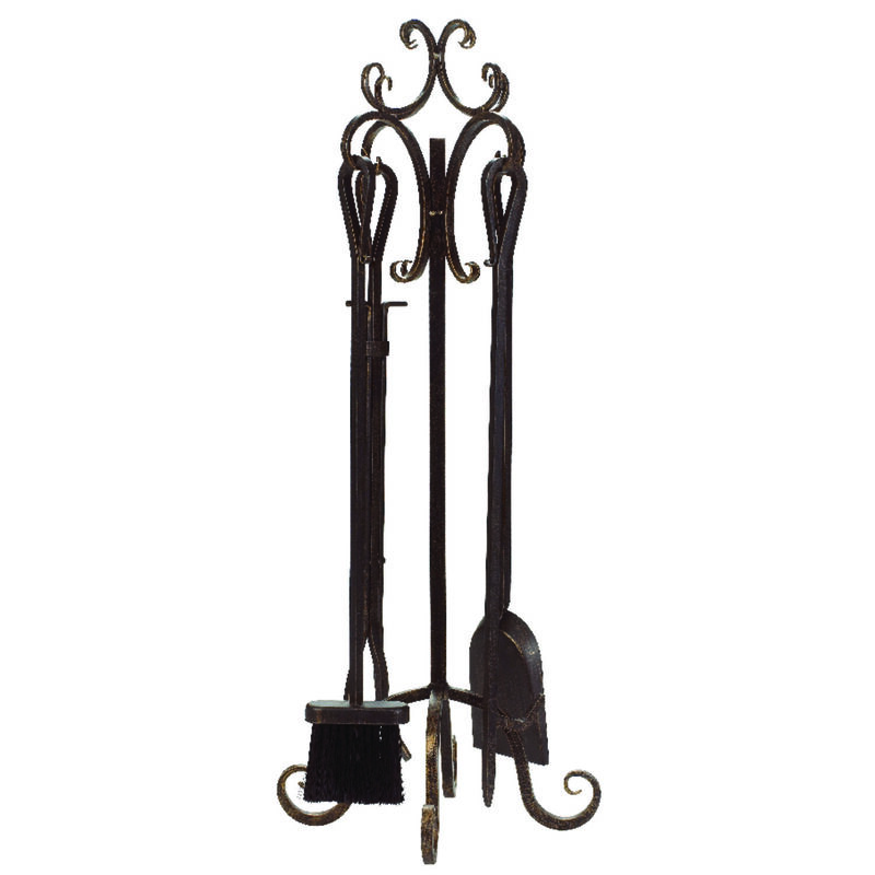 Panacea Brushed Bronze Steel Fireplace Tool Set Indoor Stine