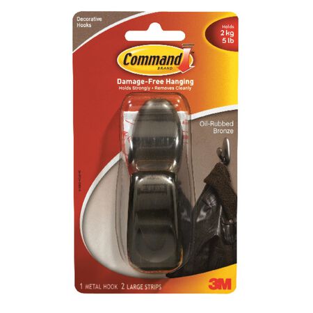 3M Command 4-1/8 in. L Oil Rubbed Bronze Metal Large Forever Classic Coat/Hat Hook 5 lb. cap. 1 pk