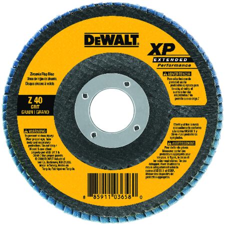Dewalt XP 4-1/2 in. D X 7/8 in. Zirconia Flap Disc 40 Grit 1 pc